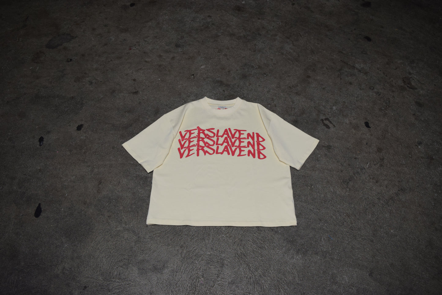 Cream Stacked Logo Tee