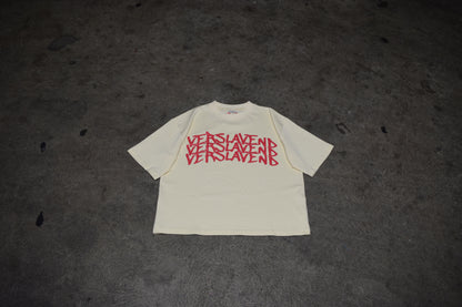 Cream Stacked Logo Tee