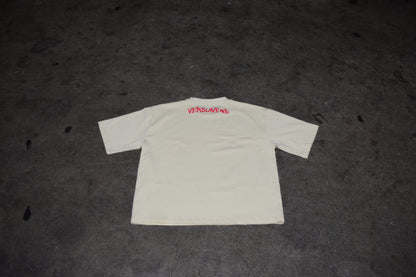 Cream Stacked Logo Tee